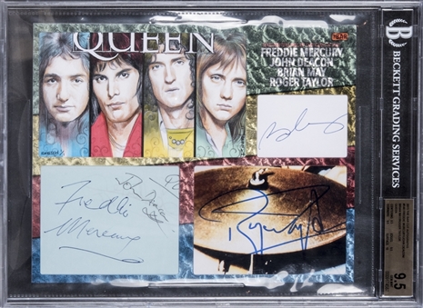2015 Freddy Mercury and  Queen Band-Signed Display From The Bar (Beckett GEM MINT 9.5)